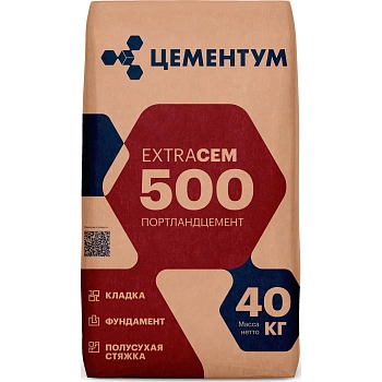 цемент цементум extracem м500 цем ii/а-и 42.5 н 40кг (35шт/под)