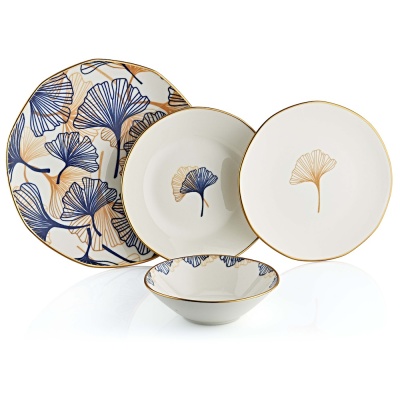 набор посуды фарфоровый 24 предмета (6 перс.) 11106-blue ginkgo