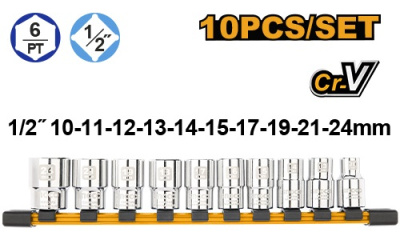 набор торцевых головок ingco hkts12103 1/2 дюйма 10 шт