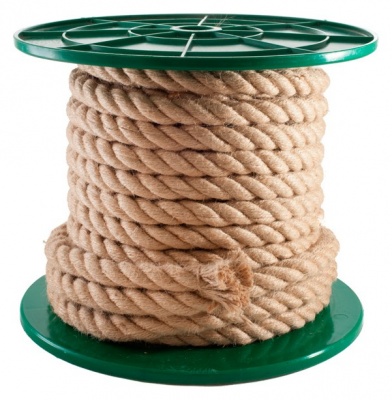 веревка крученая джутовая ф4 мм (катушка) 250м /кратно 10м/