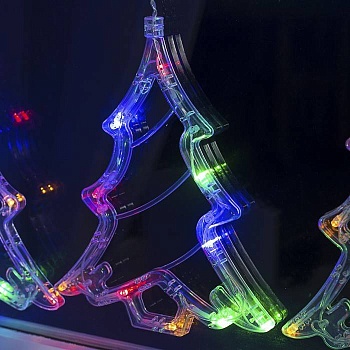 гирлянда "бахрома" 2.4 х 0.9 м насадки "ёлки", ip20, прозр.нить, 138 led, мульти, распродажа