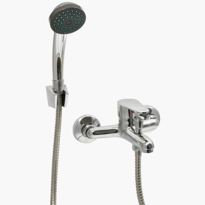 смеситель для ванны 402.719 однорычажный короткий излив с лейкой и шлангом цвет хром