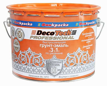 грунт-эмаль 3 в 1 черная под ral9005 1,8кг decotech