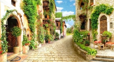 фотообои 3d rash-014 зеленая улочка 200x240 распродажа