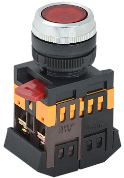 кнопка ablfs-22 красный d22мм неон/230в 1з+1р tdm распродажа