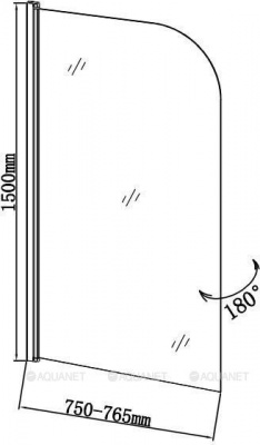шторка для ванны 150*75, стекло 6 мм, прозр sg-750