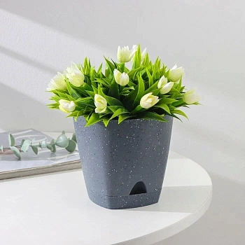 горшок для цветов amsterdam d140 с прикорневым поливом 1,35л темный камень