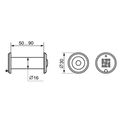 глазок дверной dvz3, 16/200/50x90 (оптика пластик, угол обзора 200) gp золото