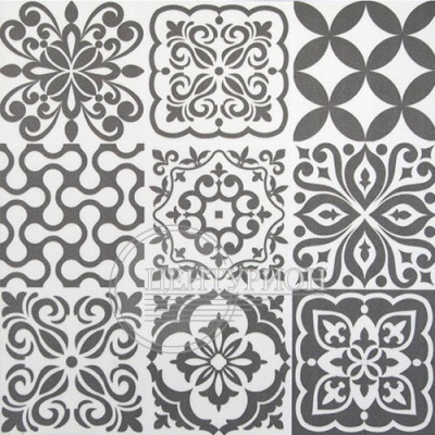 плитка пвх самоклеящаяся 300*300*1,5 мм касабланка черно-белая vf027