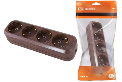 колодка розеточная 4 гнезда 2п+3 16а 250в "эко" (бук) tdm sq1806-0065