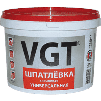 шпаклёвка готовая акриловая универсальная vgt 18кг