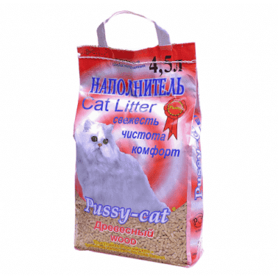 pussy-cat наполнитель древесный 4,5 л (1х3)