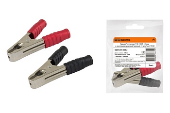 зажим "крокодил" зк 100а 105мм в изоляции красный/черный (1шт+1шт)