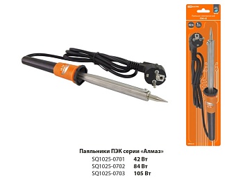 паяльник пэк-105, 105 вт, 230в, керамический тэн, долговечное жало с заземл., прорезин. ручка, алмаз