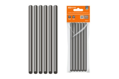 клеевые стержни универсальные черные, 11 мм x 100 мм, 6 шт "алмаз"