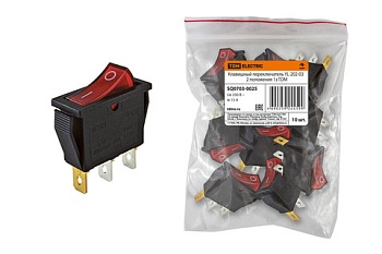 клавишный переключатель yl-202-03 черный корпус красная клавиша 2 положения 1з tdm