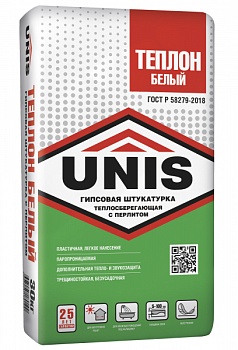 штукатурка гипсовая unis теплон белый 30кг (40шт/под)