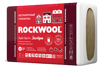 утеплитель rockwool "лайт баттс экстра" пл.40-50 1000*600*50 (8шт, 4,8м2, 0,24м3)