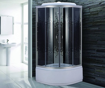 душ.каб. ng- 7509-14black (1000х1000х2150) высокий поддон(40см) стекло мозаика