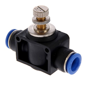 кран игольчатый тонкой настройки, (пластиковый, для пневмошланга 10х6)