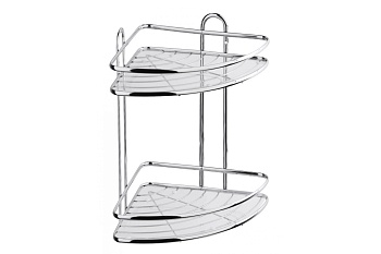 полка для ванной комнаты и кухни угловая двойная, floria 258*258*335 fora (фора)