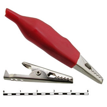 зажим "крокодил" зки 10а 56мм в изоляции красный (10шт)