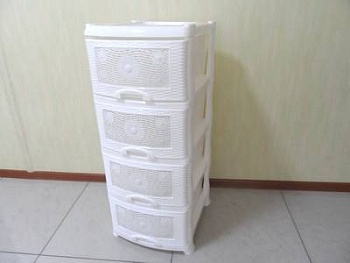 комод 4-х секц. без декора "плетенка" бел/мрам