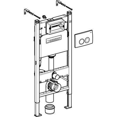 инсталляция д/подв,унитаза geberit duofix 112 см, панель 2 клав, глян,хром delta21, 458.124.21.1