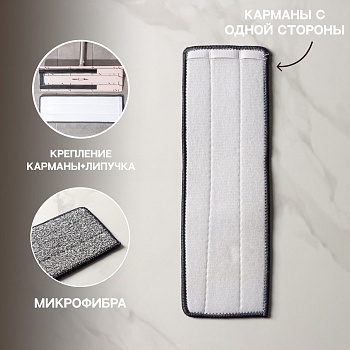 насадка для швабры с отжимом доляна, карманы с одной стороны, микрофибра, 35?12 см