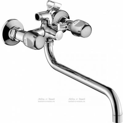 смеситель двухвентильный д/ванн/душ с поворотным круглым, литым изливом classic s m75-221cr с душевым