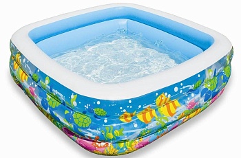 бассейн детский надувной 159х159х50см "аквариум" 340л, от 3 лет, уп.3 57471, intex,