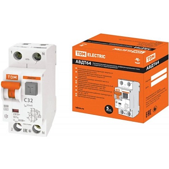 автоматический выключатель дифференц. тока авдт 64 2р(1р+n) c32 30ма тип а защита 265в распродажа