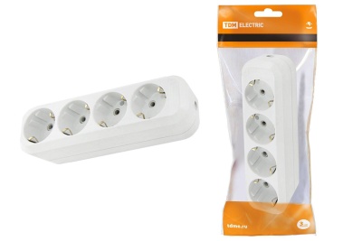 колодка розеточная 4 гнезда 2п+3 16а 250в белая