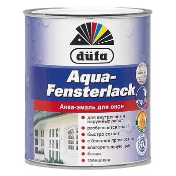 эмаль dufa "aqua -fensterlack" белая глянц д/окон 750мл