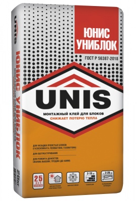 клей для блоков unis униблок 25кг (48шт/под)
