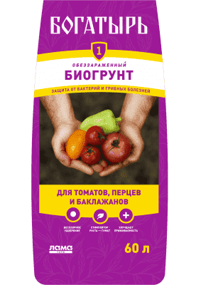биогрунт богатырь "для томатов, перца и баклажанов" 60 л