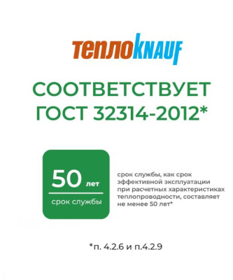 мин.изоляция теплоknauf для коттеджа/кровля стена ts 50*610*1230 (12м2,0,6м3)в пал.28шт/в пал.32 шт