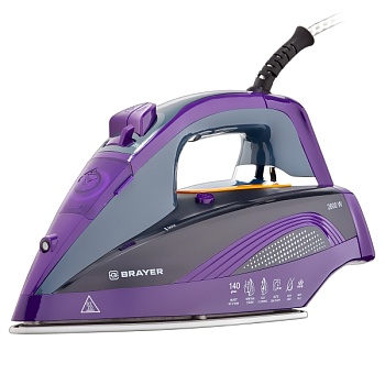4001br утюг brayer, 2600 вт, керамич, автоотключ. пар 140 г/м, one temp, антикапля, спрей, самоот,