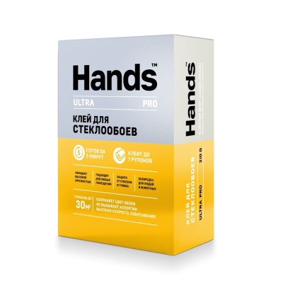 клей обойный hands ultra pro для всех типов стеклообоев 210 г