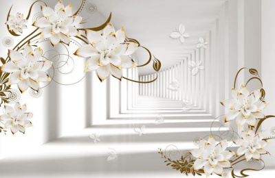 фотообои 3d abs-076- тоннель с керамическими цветами 300x240 распродажа