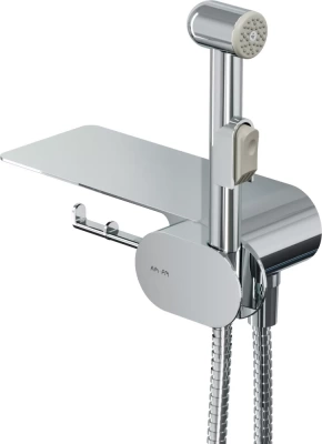 смеситель с гигиеническим душем like f0202600 скрытый монтаж с полкой цвет хром