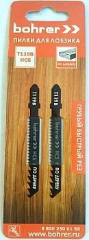 пилки для лобзиков bohrer по дереву т119b hcs 75/50мм, шаг 2 мм (2 шт. в уп.)