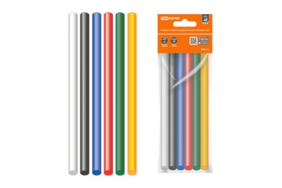 клеевые стержни универсальные цветные, 11 мм x 100 мм, 6 шт "алмаз"