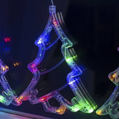 гирлянда "бахрома" 2.4 х 0.9 м насадки "ёлки", ip20, прозр.нить, 138 led, мульти, распродажа