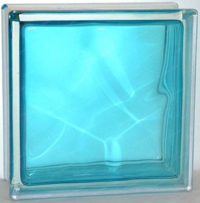 стеклоблок окрашенный внутри гладкий бирюза 190х190х80 мм распродажа..