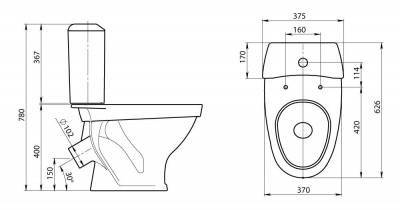 унитаз-компакт вест косой выпуск сиденье полипропилен