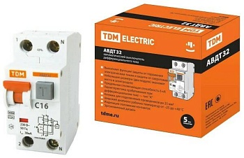 автомат. выкл. диф.тока авдт-32 с16 30ма tdm sq 0202-0030