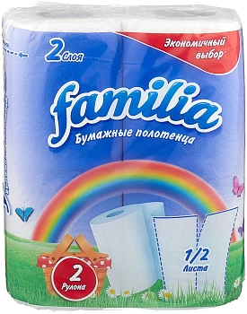 полотенца бумажные 2-сл familia радуга (2рул/уп)/16