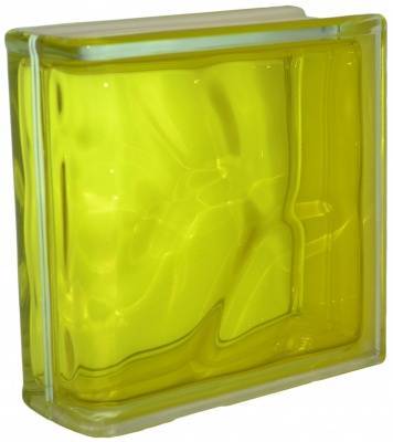 стеклоблок окрашенный внутри волна жёлтый 190х190х80 мм распродажа..