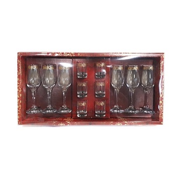 набор 6 бокалов 200 мл. + 6 стопок 50 мл., золотая вязь 16022/94